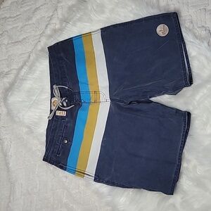 Reel Obsession Men’s Board Shorts Swim Trunks Size 34 Blue Stripe Surf Beach